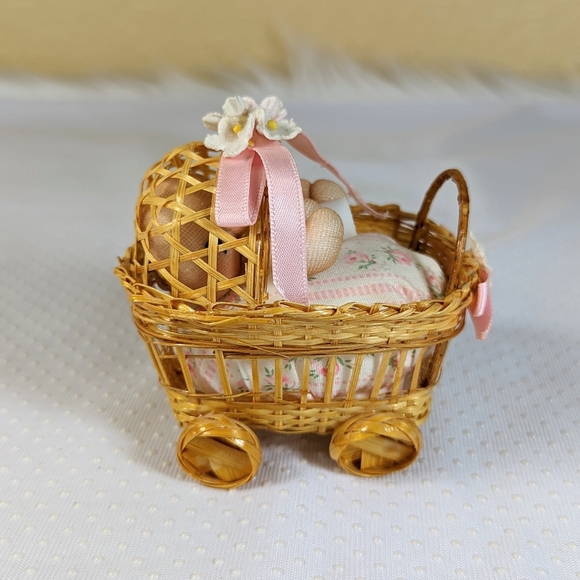 Vintage Miniature Ooak Handmade Nylon Pantyhose Doll And Baby Carriage 3x3.5x2in - Picture 7 of 10